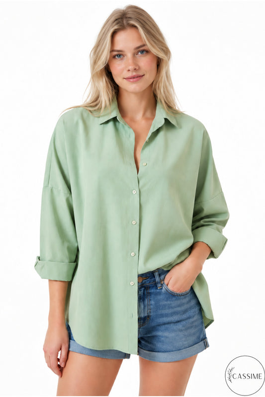 Melissa Women's Oversized Longline Shirt - Light Green