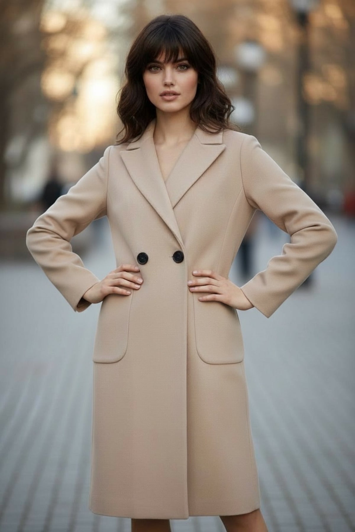 Annalise Women's Lined Button Front Coat - Stone - product image 2