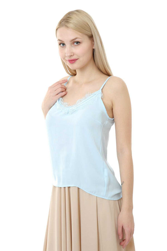 Hadley Women's Lace Spaghetti Strap Strappy Camisole - Baby Blue - product image 1
