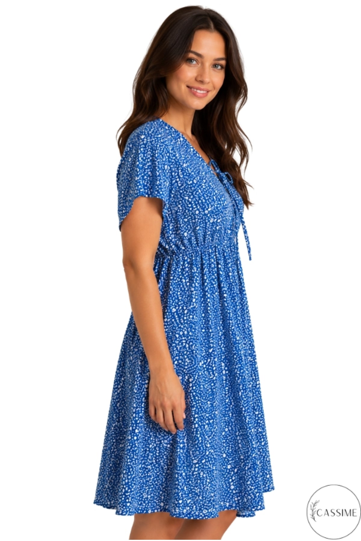 Lily Women's Viscose Boho Print Midi Dress - Blue Boho Print
