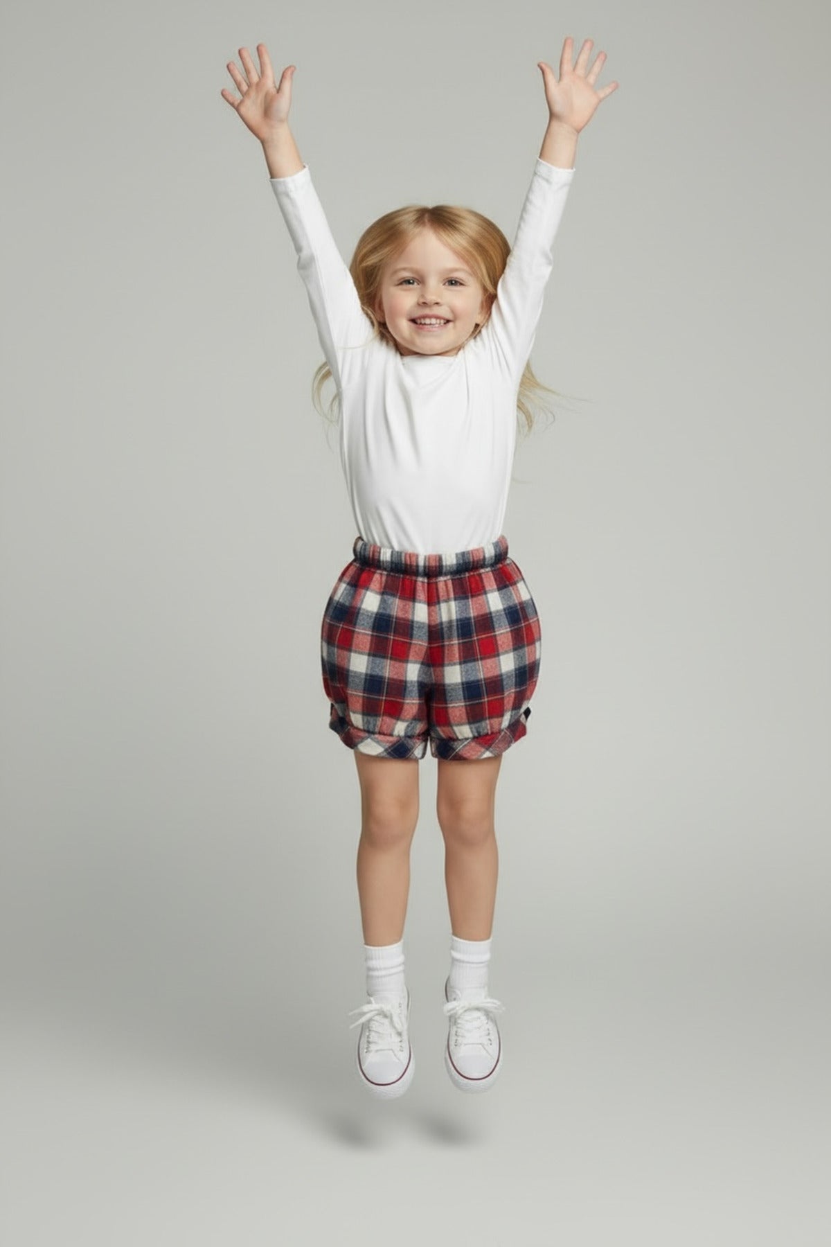 Alyssa Girls' Plaid Shorts - Red Navy Plaid - product image 4