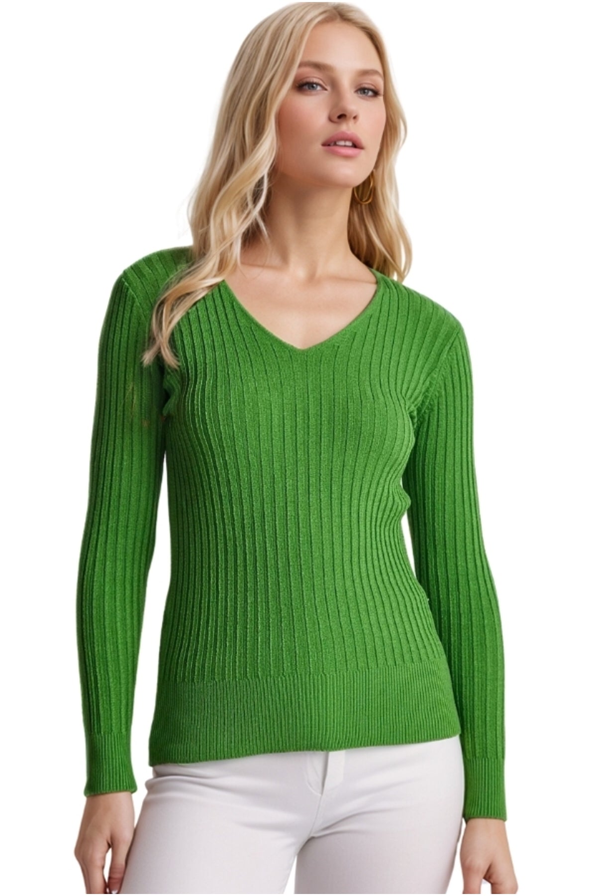 June Women's Slim Fit Long Sleeve Blouse - Green