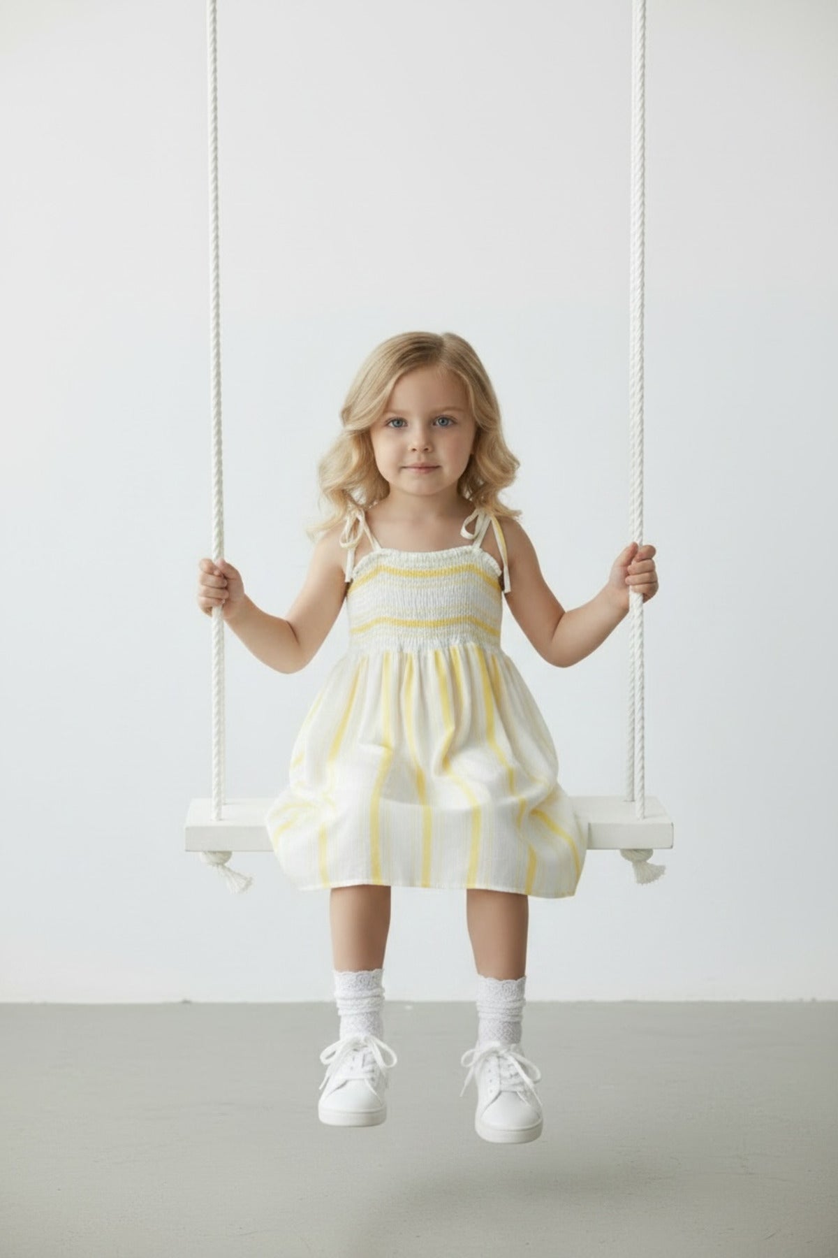 Darcy Girls' Striped Strappy Dress - Yellow Stripe - product image 4