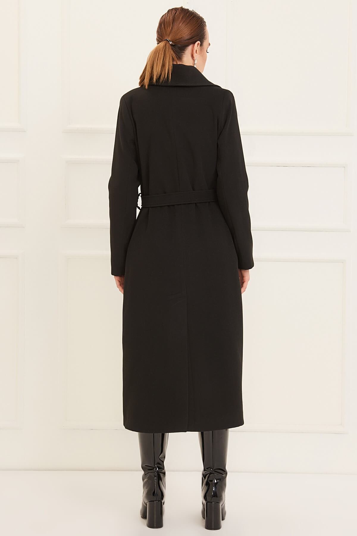 Ingrid Women's Belted Notched Collar Coat - Black - product image 4