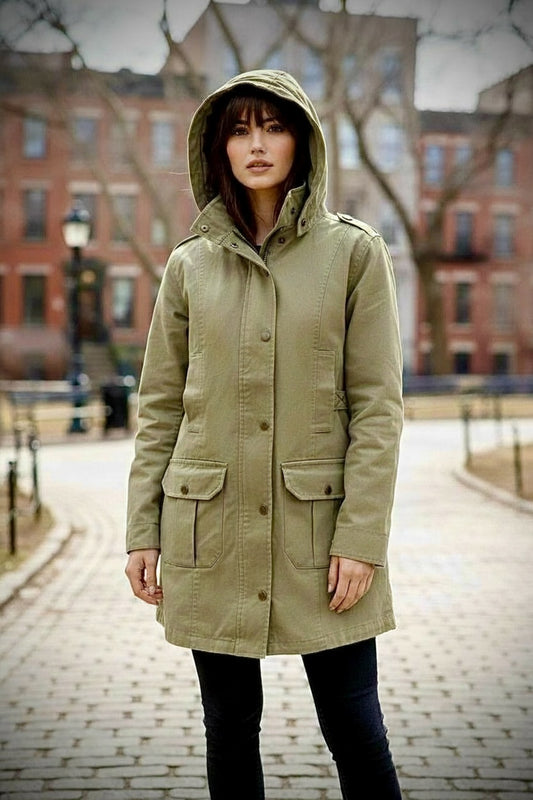 Anissa Women's Gabardine Coat - Light Khaki Green - product image 1