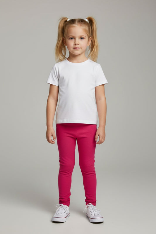 Alecia Girls' Velvet Leggings - Fuchsia Pink - product image 1