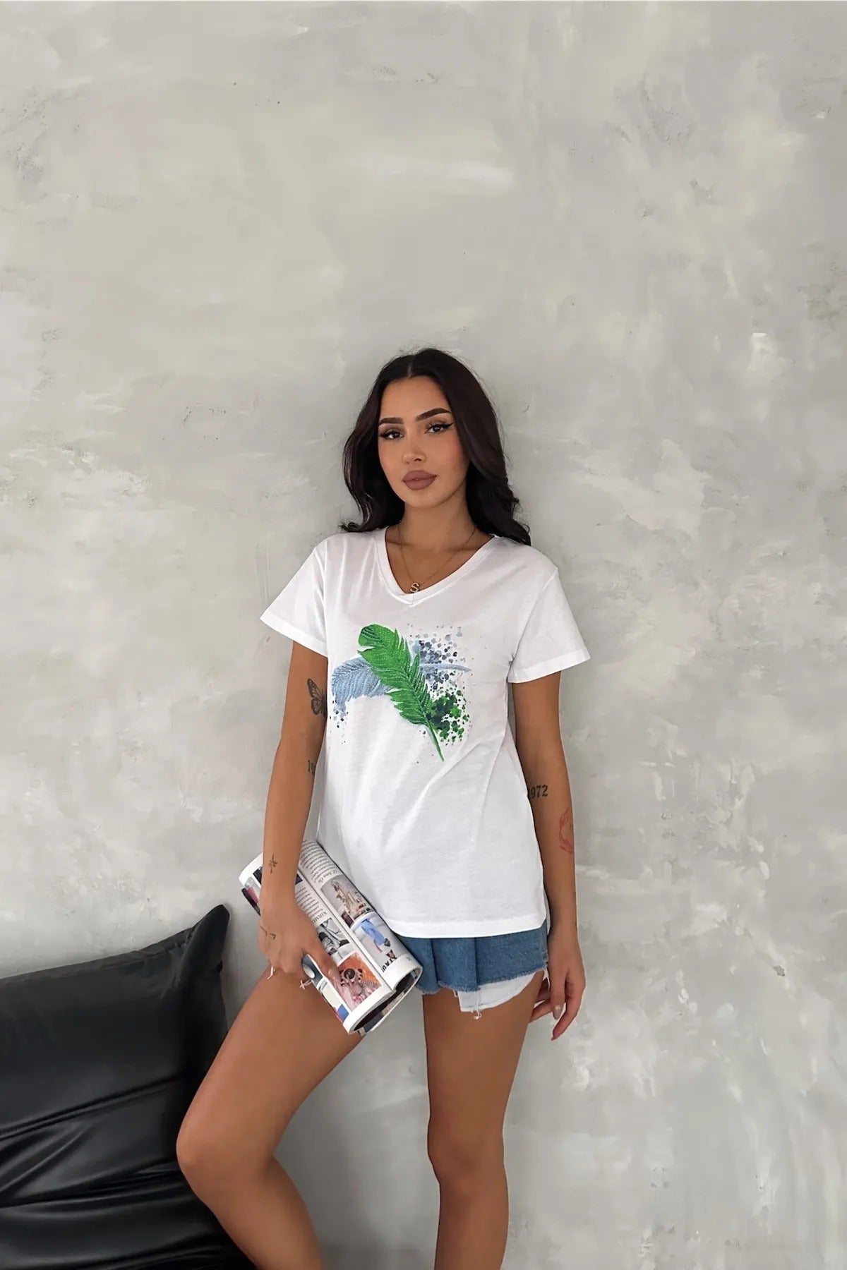 Tilda White Sequin Cotton Short Sleeve T-Shirt