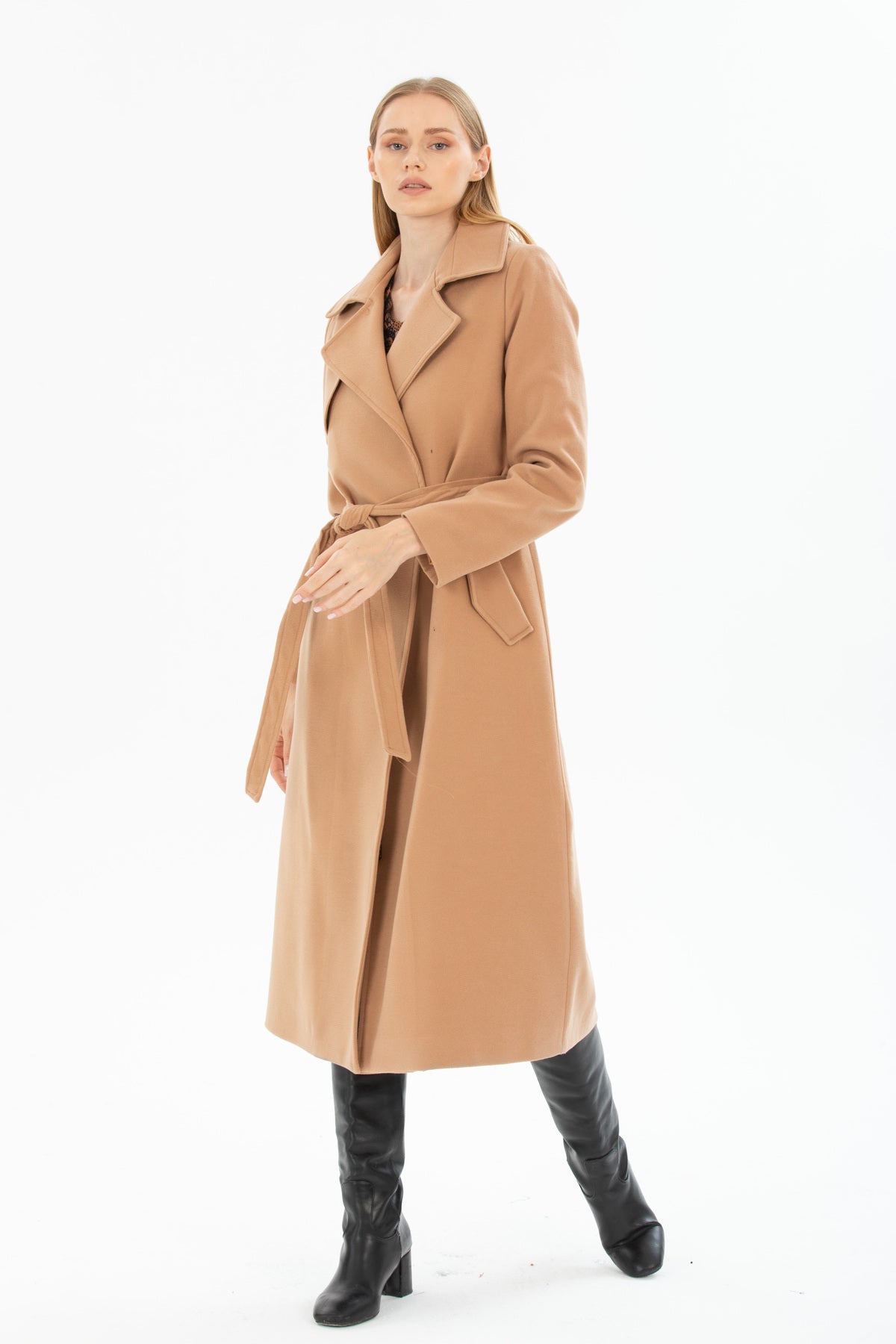 Andrea Women's Belted Coat - Camel - product image 2