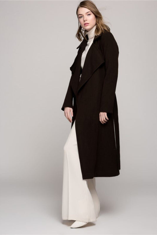 Amara Women's Waterfall Collar Coat - Brown - product image 1