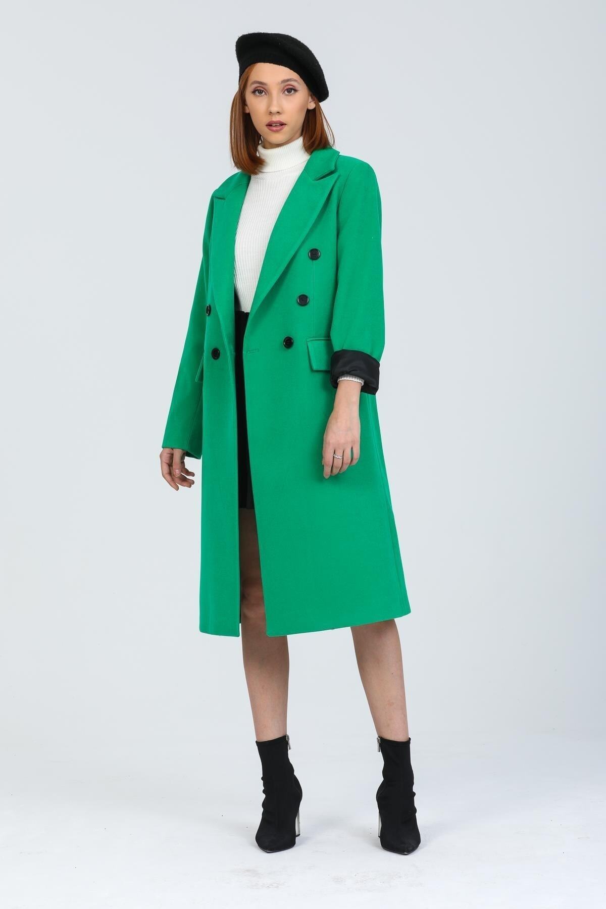 Andie Women's Button Front Lined Coat - Grass Green - product image 4