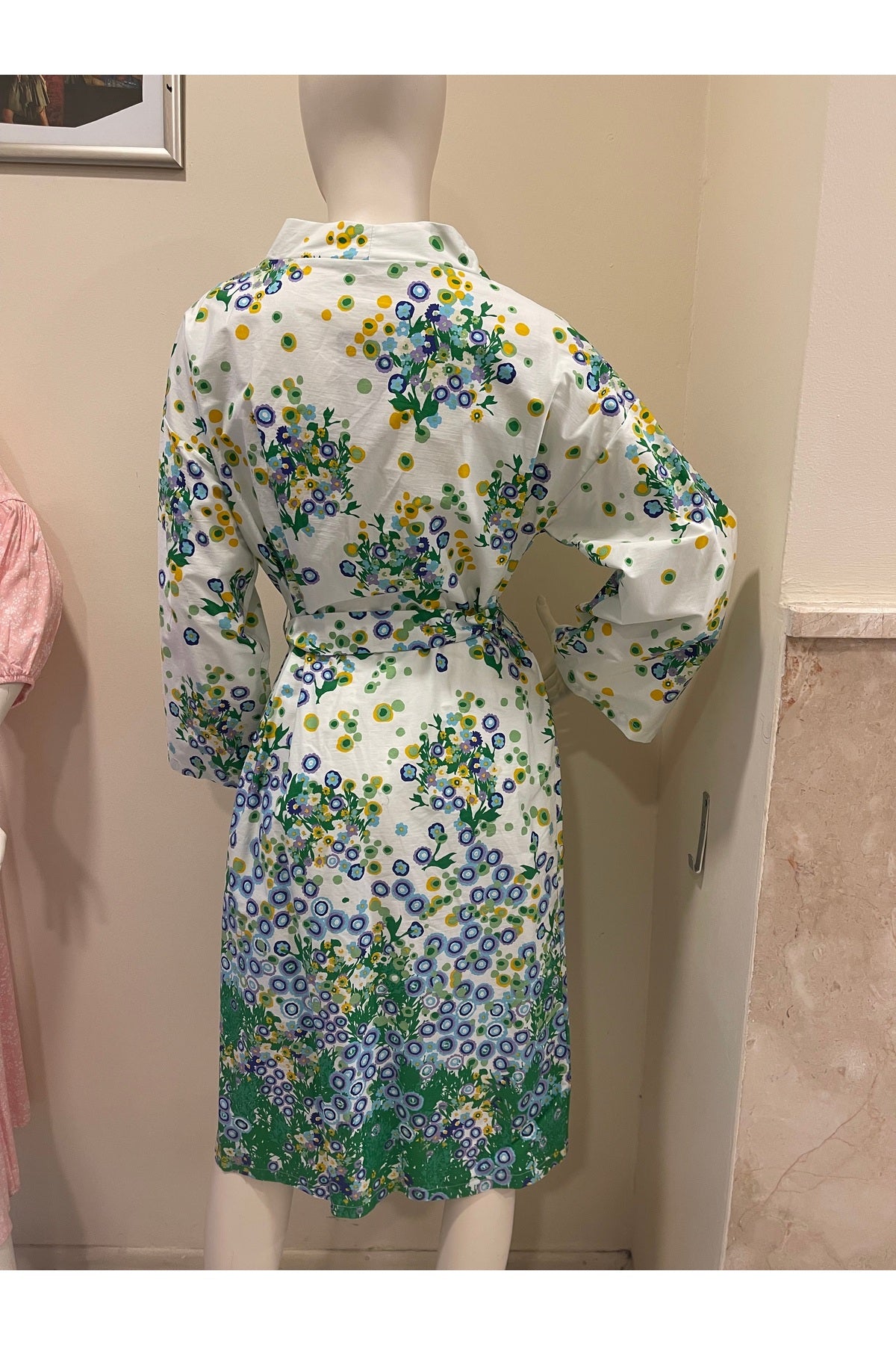 Adele Women's Floral Belted Kimono - White Green Floral - product image 6
