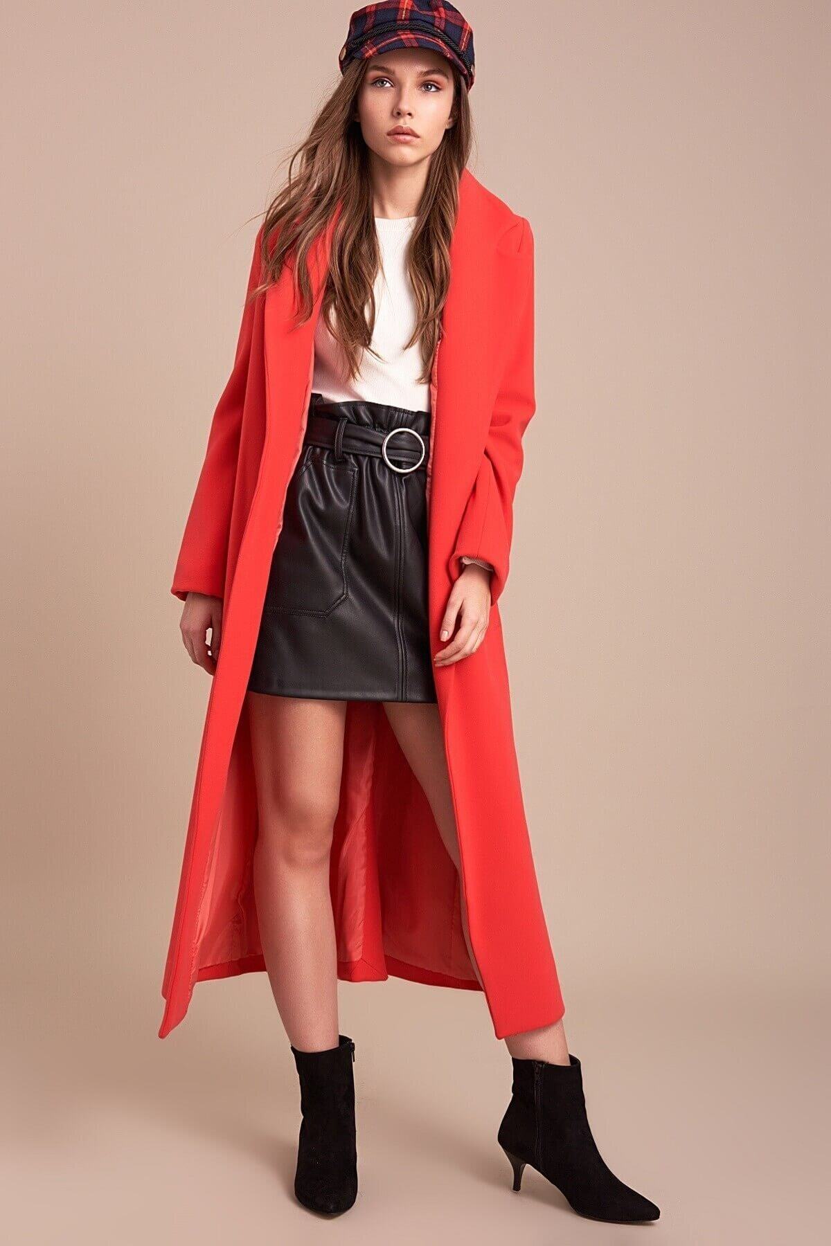 Ingrid Women's Belted Notched Collar Coat - Coral - product image 1