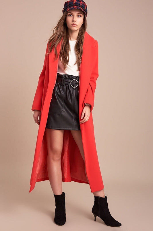 Ingrid Women's Belted Notched Collar Coat - Coral - product image 1