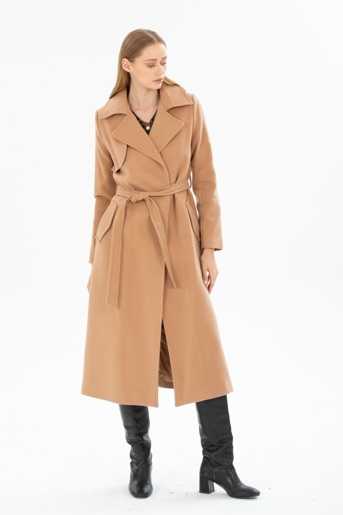 Andrea Women's Belted Coat - Camel - product image 3