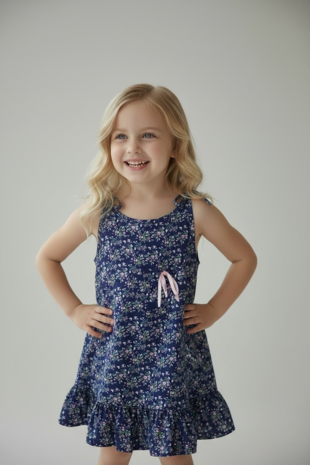 Cosette Girls' Floral Dress - Navy Print - product image 3