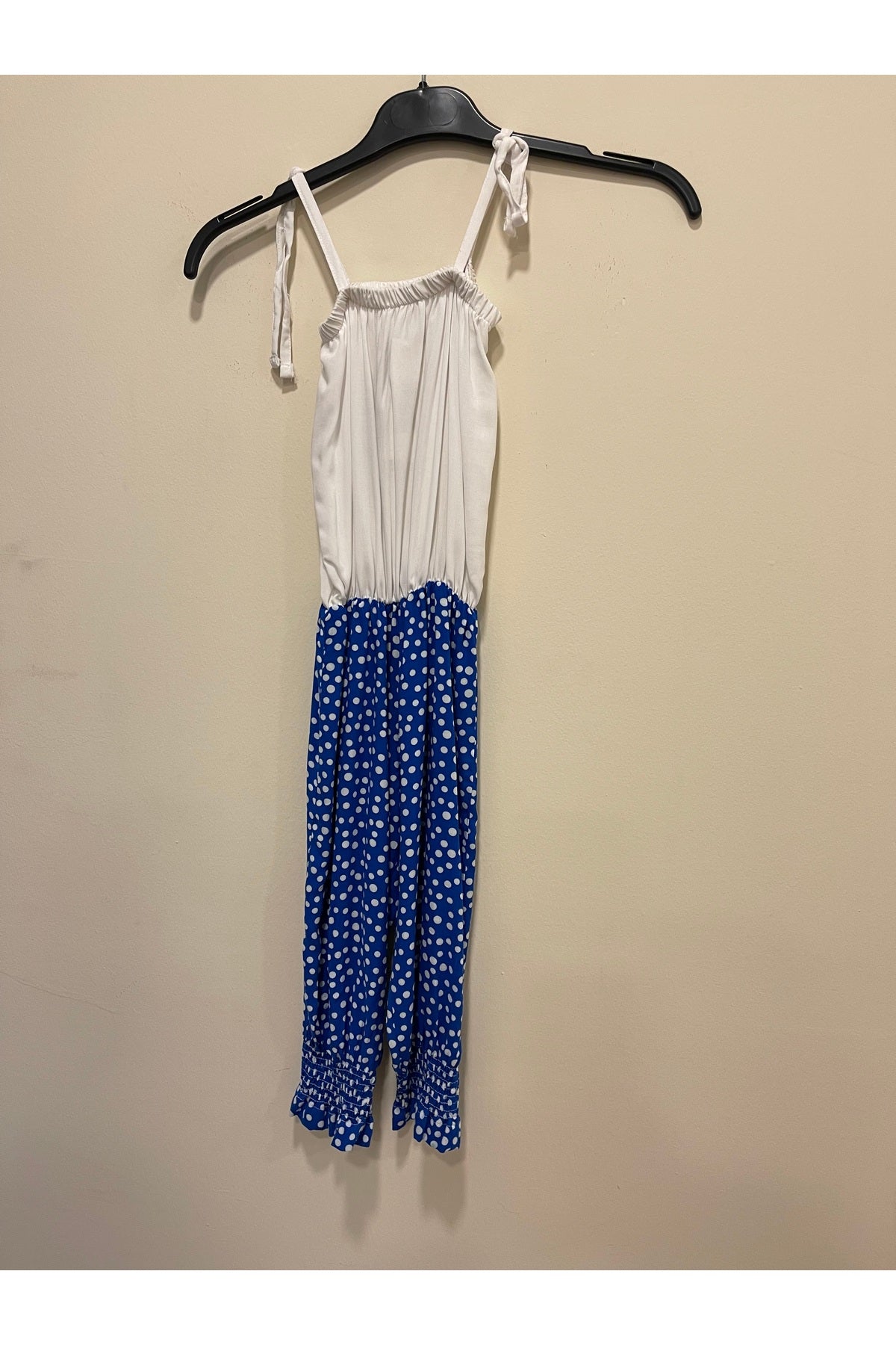 Cherie Girls' Polka Dot Strappy Jumpsuit - Royal Blue Polka Dot - product image 6