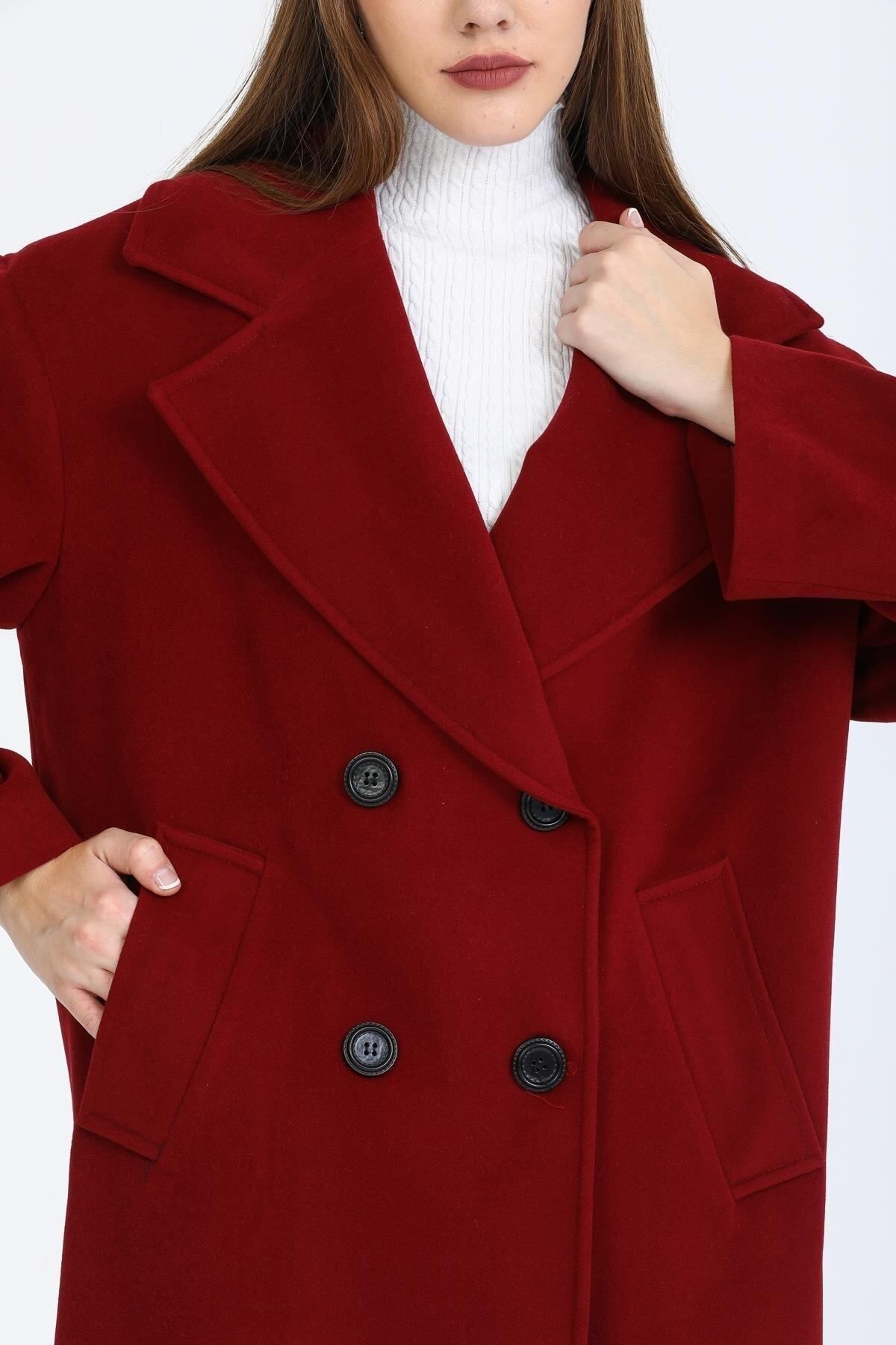 Aurelia Women's Oversized Coat - Burgundy - product image 3