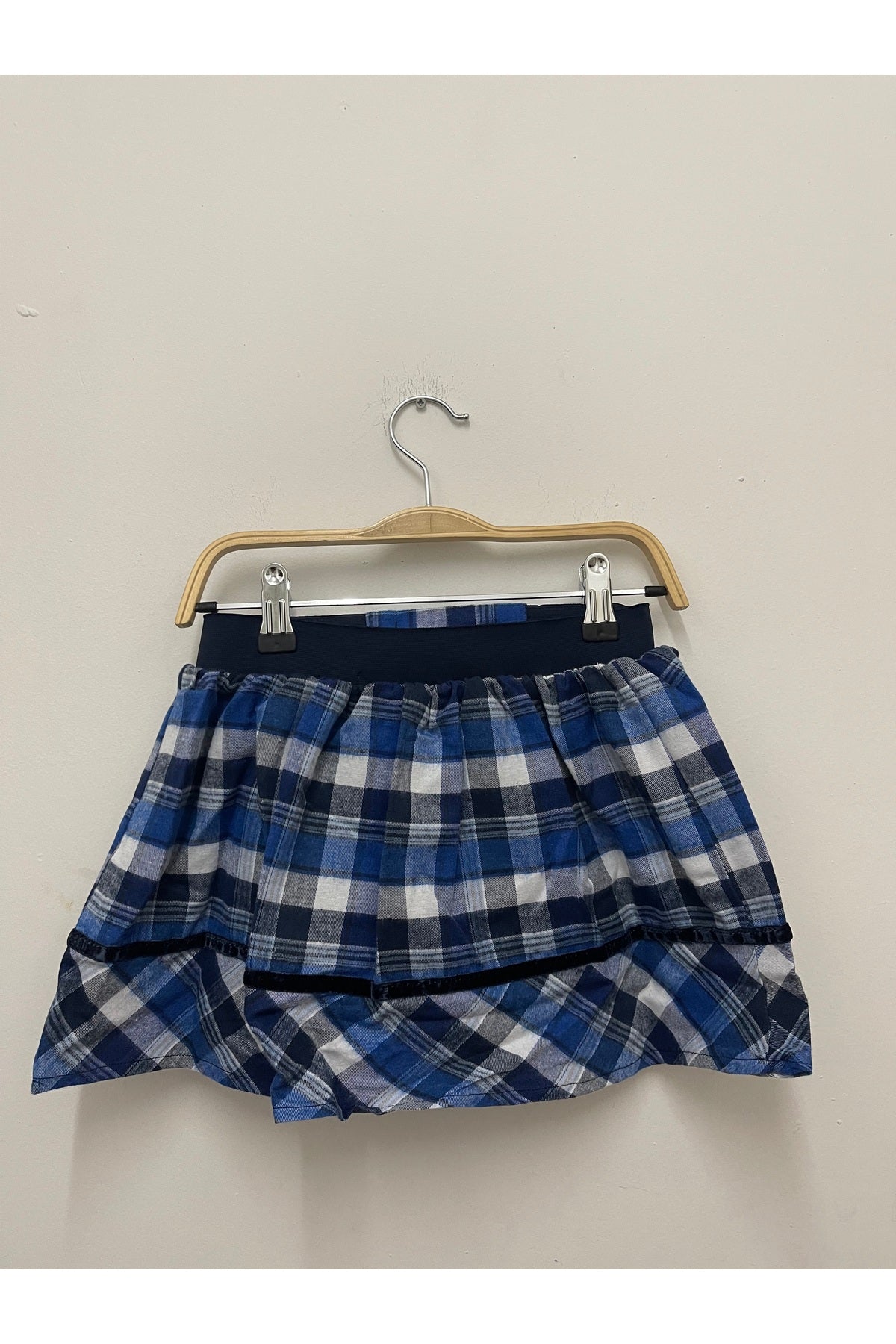 Alida Girls' Plaid Skirt - Navy Royal Blue White Plaid - product image 6