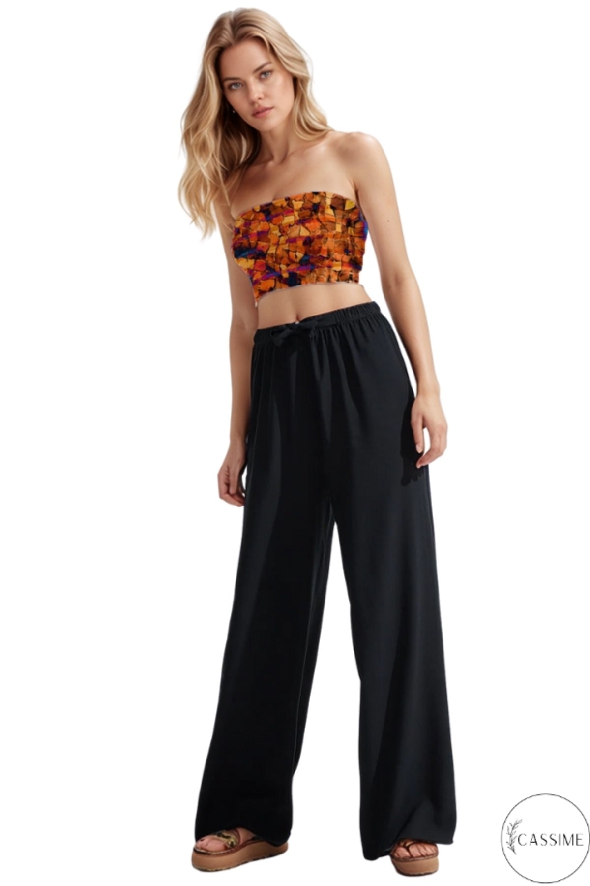 Bethany Women's High Waist Palazzo Pants - Black