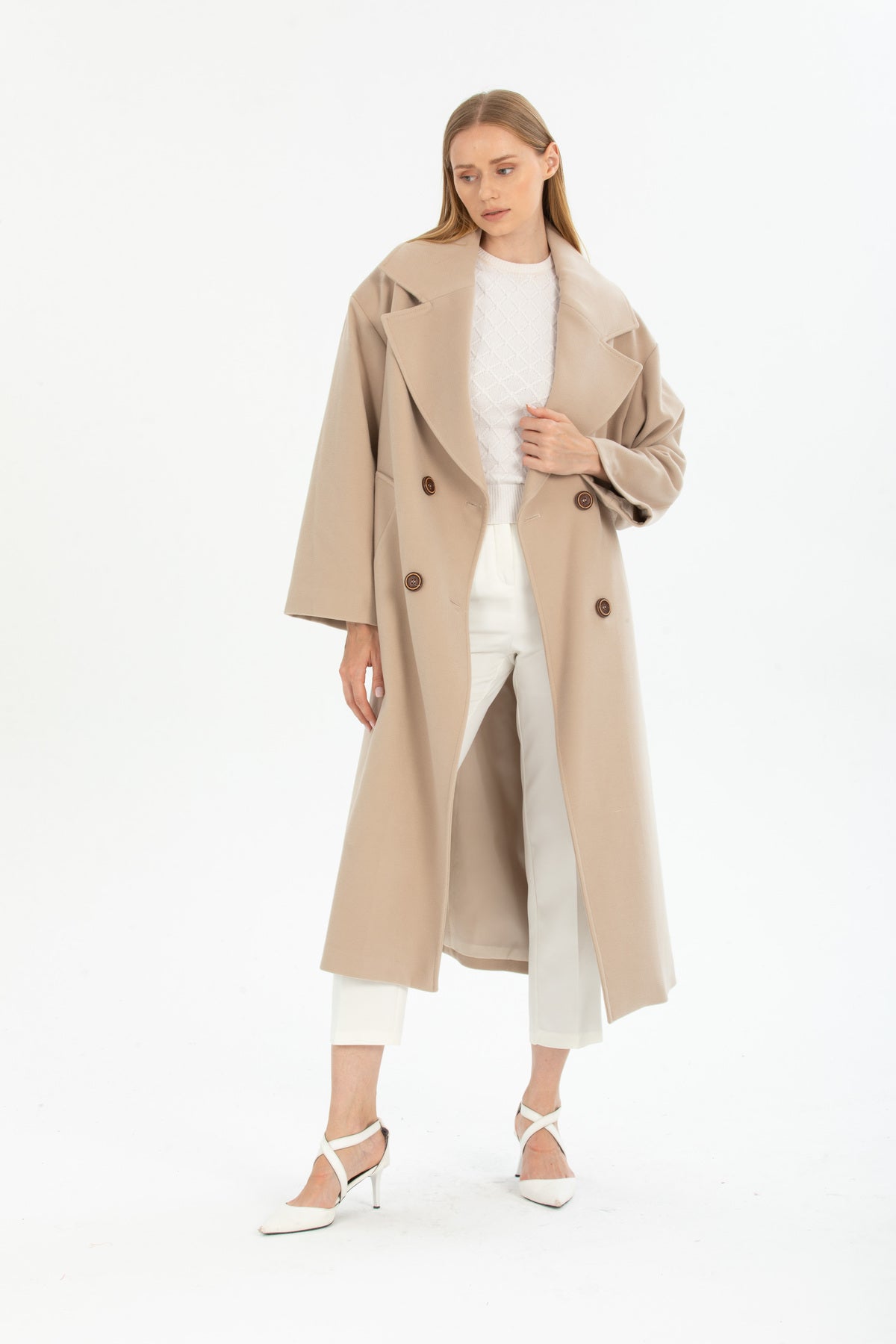 Aurelia Women's Oversized Coat - Beige - product image 5
