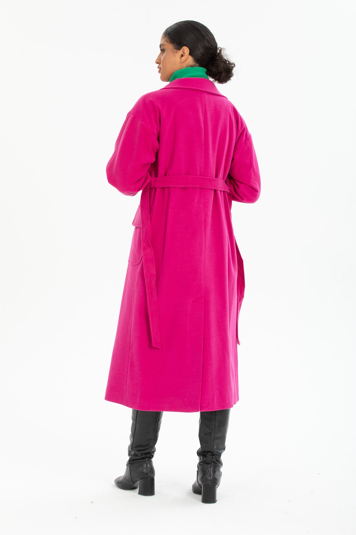 Anabel Women's Belted Notched Collar Coat - Fuchsia - product image 4