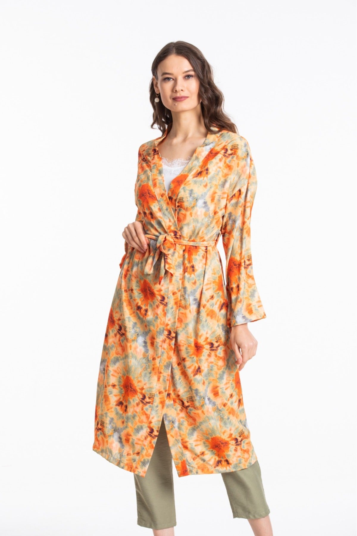 Adele Women's Kimono - Orange Green Multicolor Print - product image 5