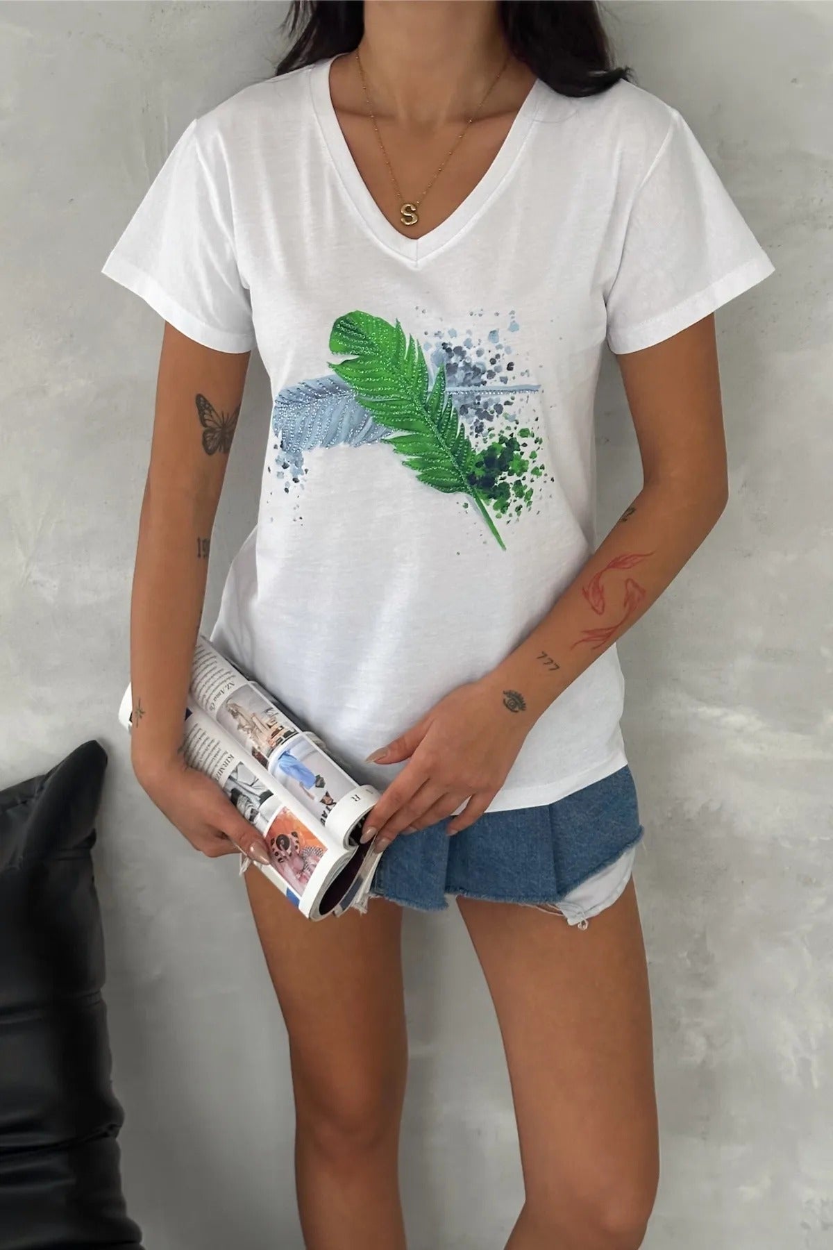Tilda White Sequin Cotton Short Sleeve T-Shirt
