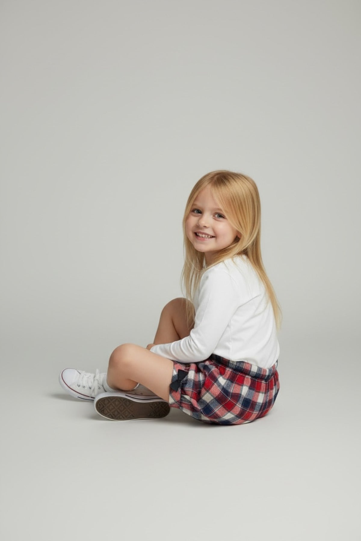 Alyssa Girls' Plaid Shorts - Red Navy Plaid - product image 5