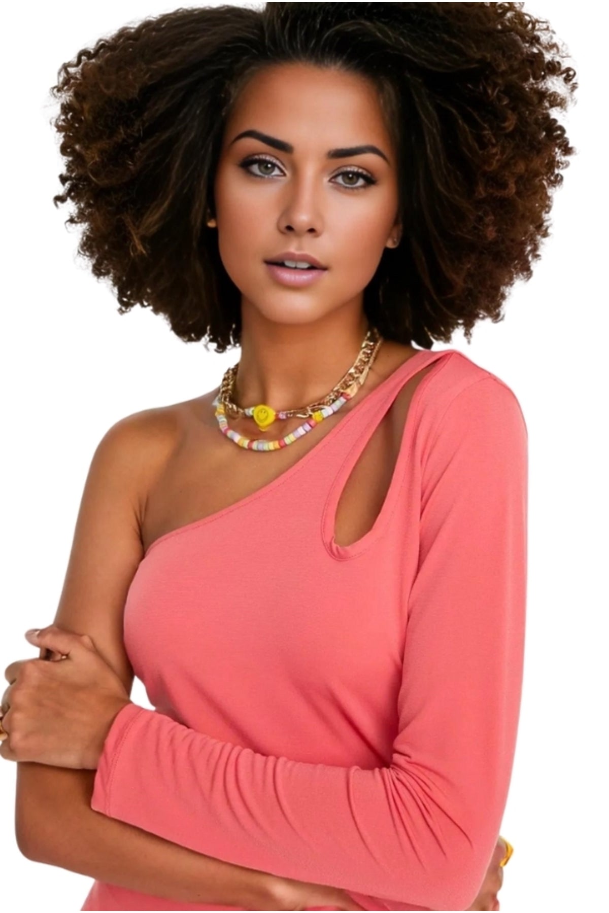 Natalie Women's One-Shoulder Knit Dress - Pink