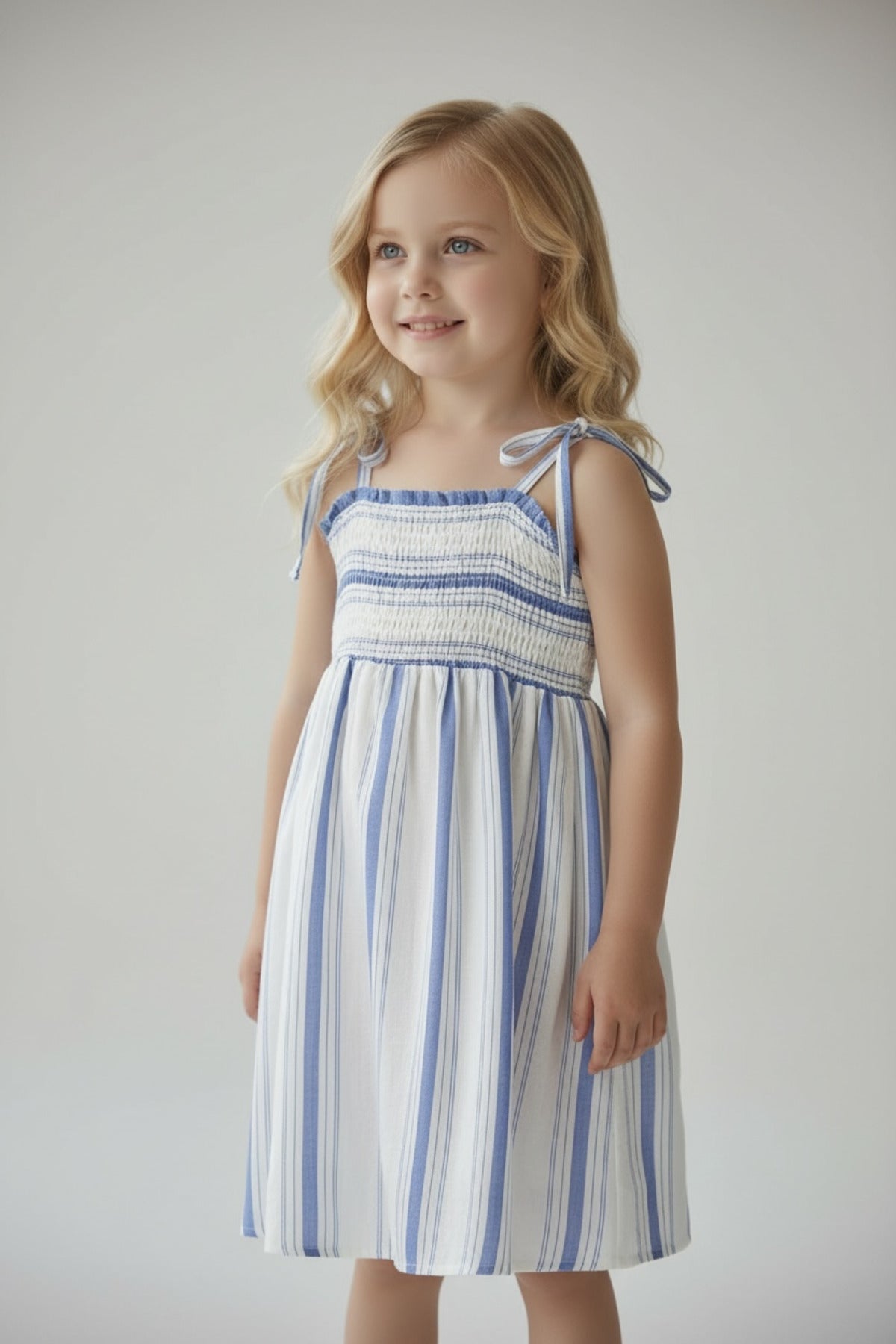 Darcy Girls' Striped Strappy Dress - Blue Stripe - product image 2