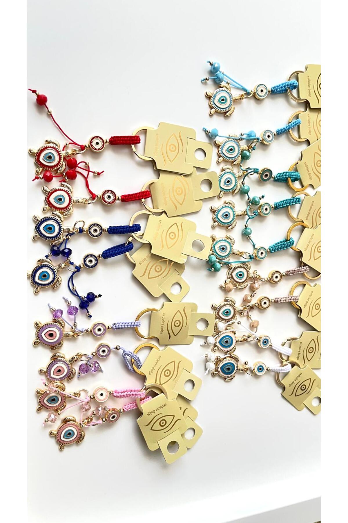 Ivy Gold-Plated Evil Eye Keychain - Turquoise Turtle Design