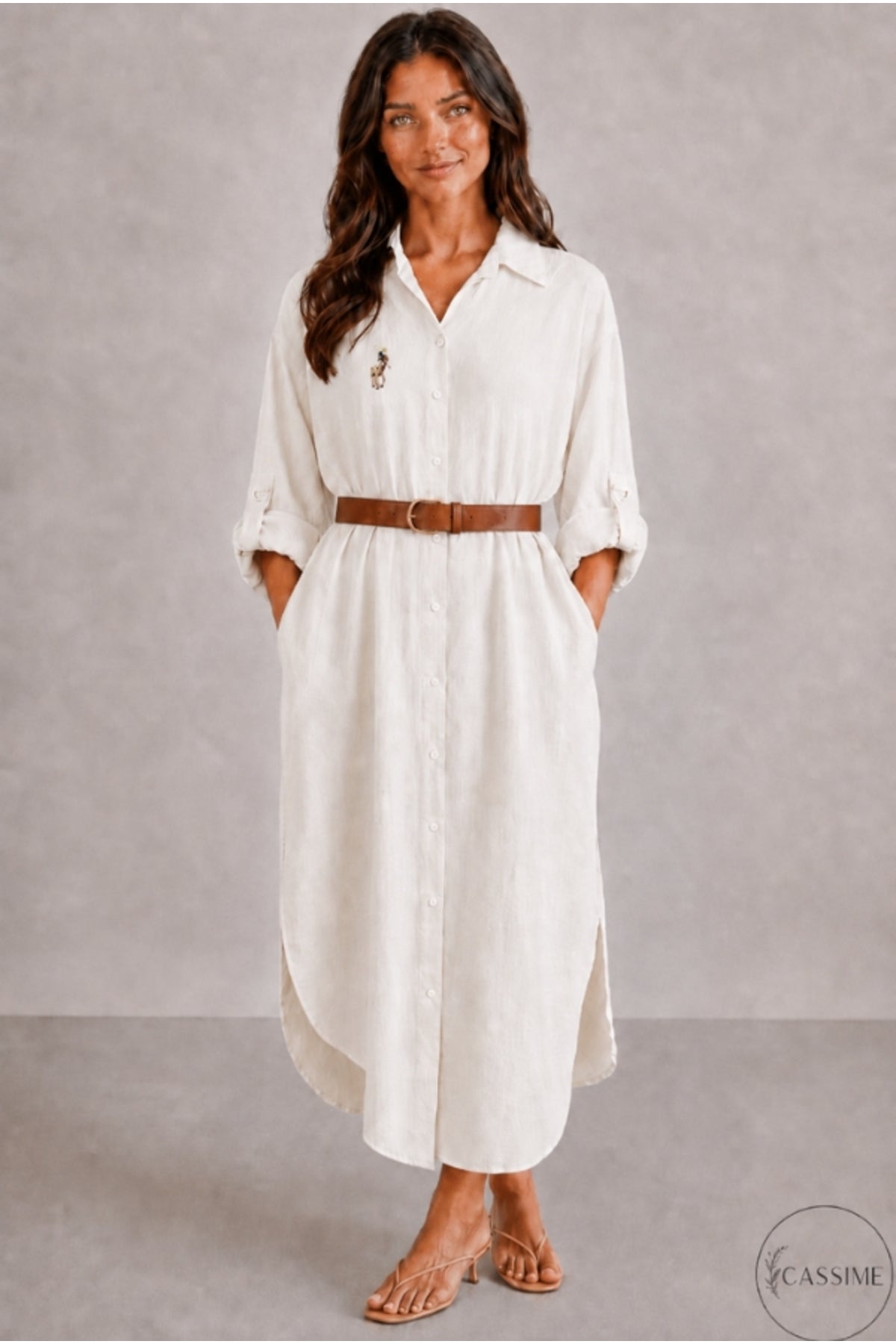 Hazel Women's Oversized Muslin Shirt Dress - Cream