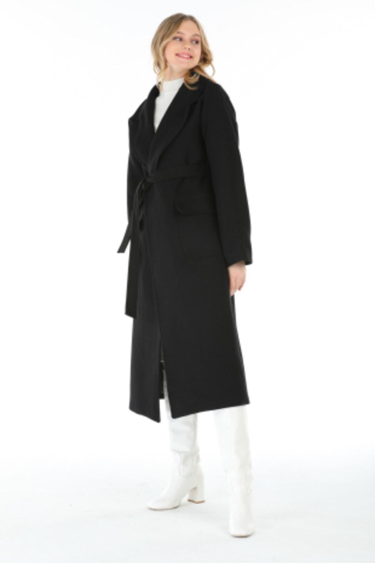 Anabel Women's Notched Collar Coat - Black - product image 3