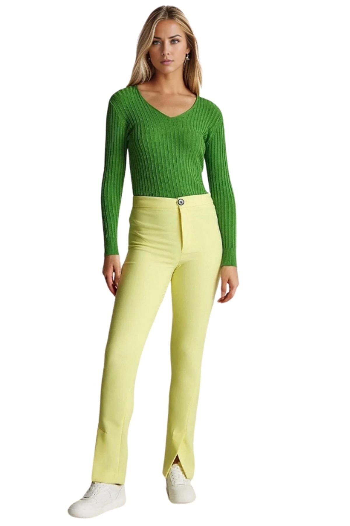 June Women's Slim Fit Long Sleeve Blouse - Light Green