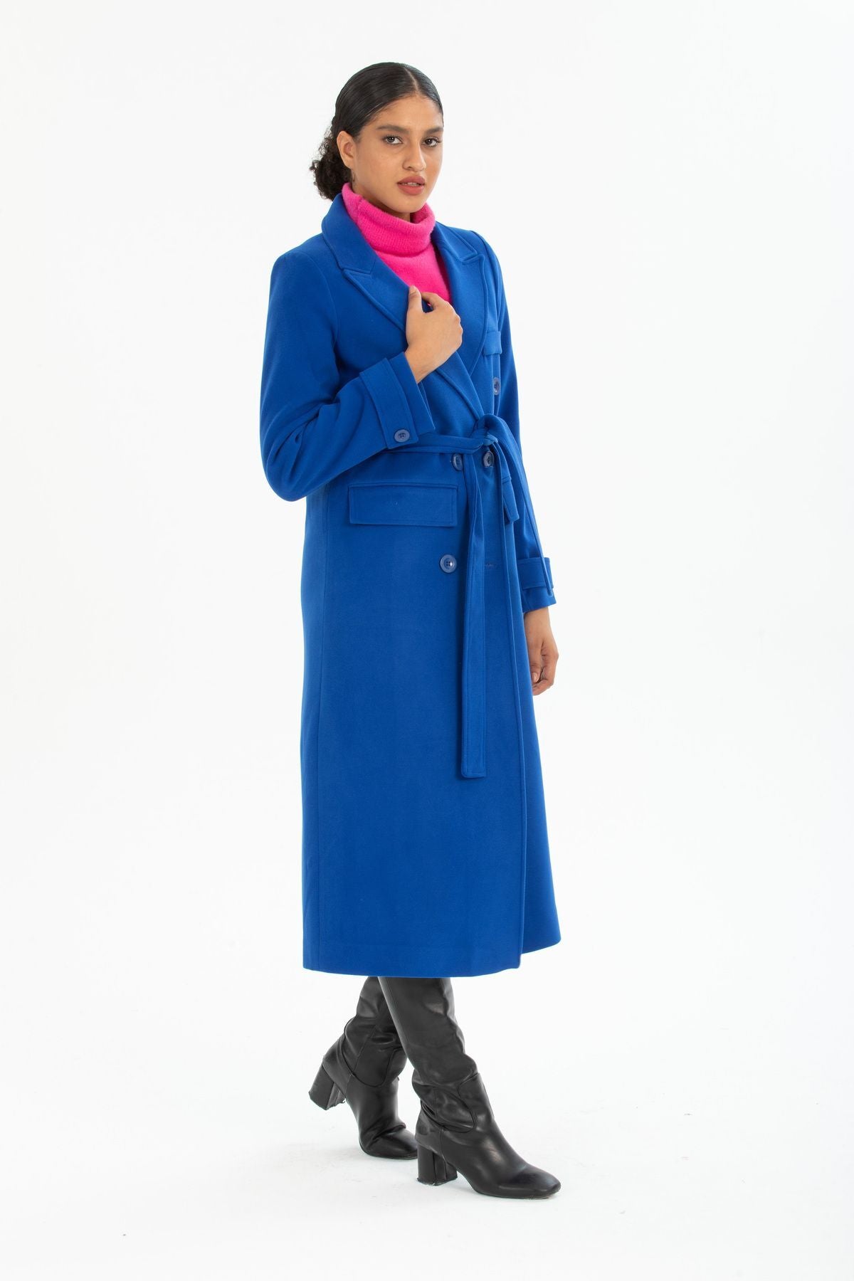 Belinda Women's Button Front Lined Coat - Light Royal Blue - product image 7