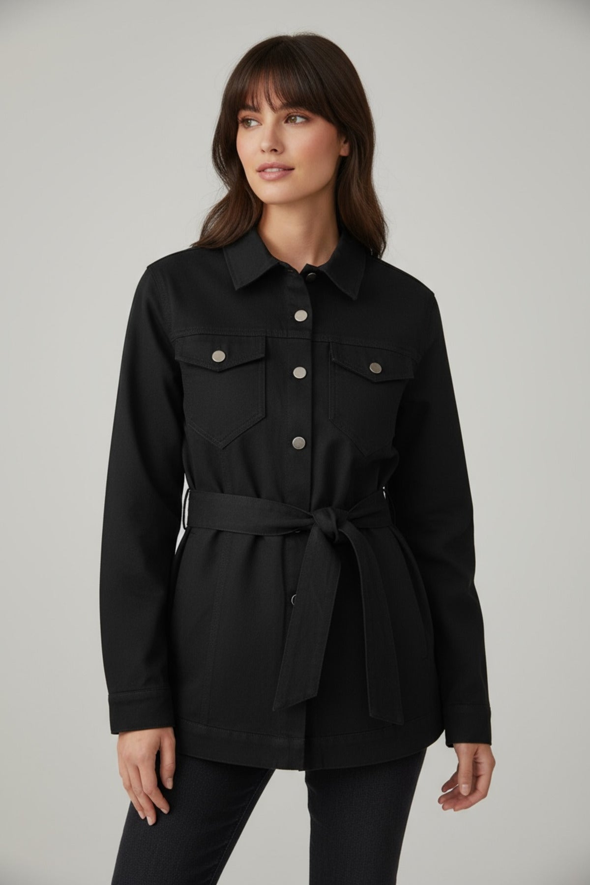Gillian Women's Belted Gabardine Jacket - Black - product image 4