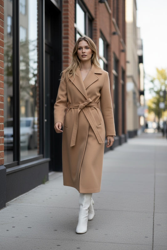 Faye Women's Belted Coat - Camel - product image 1