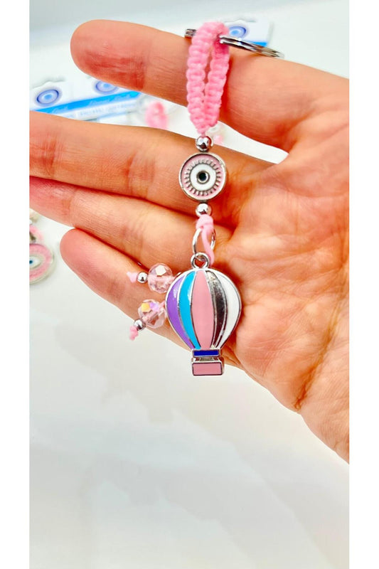 Abigail Silver-Plated Evil Eye Keychain - Pink Balloon