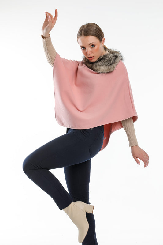 Ana Women's Fur-Trim Poncho - Baby Pink - product image 1