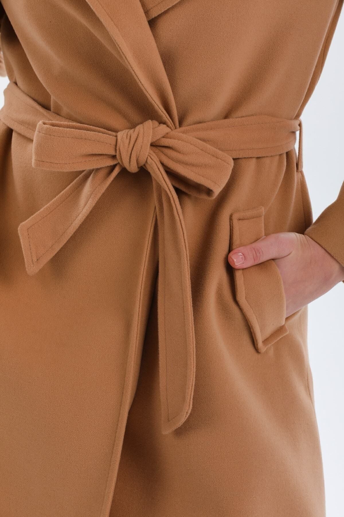 Andrea Women's Belted Coat - Camel - product image 4
