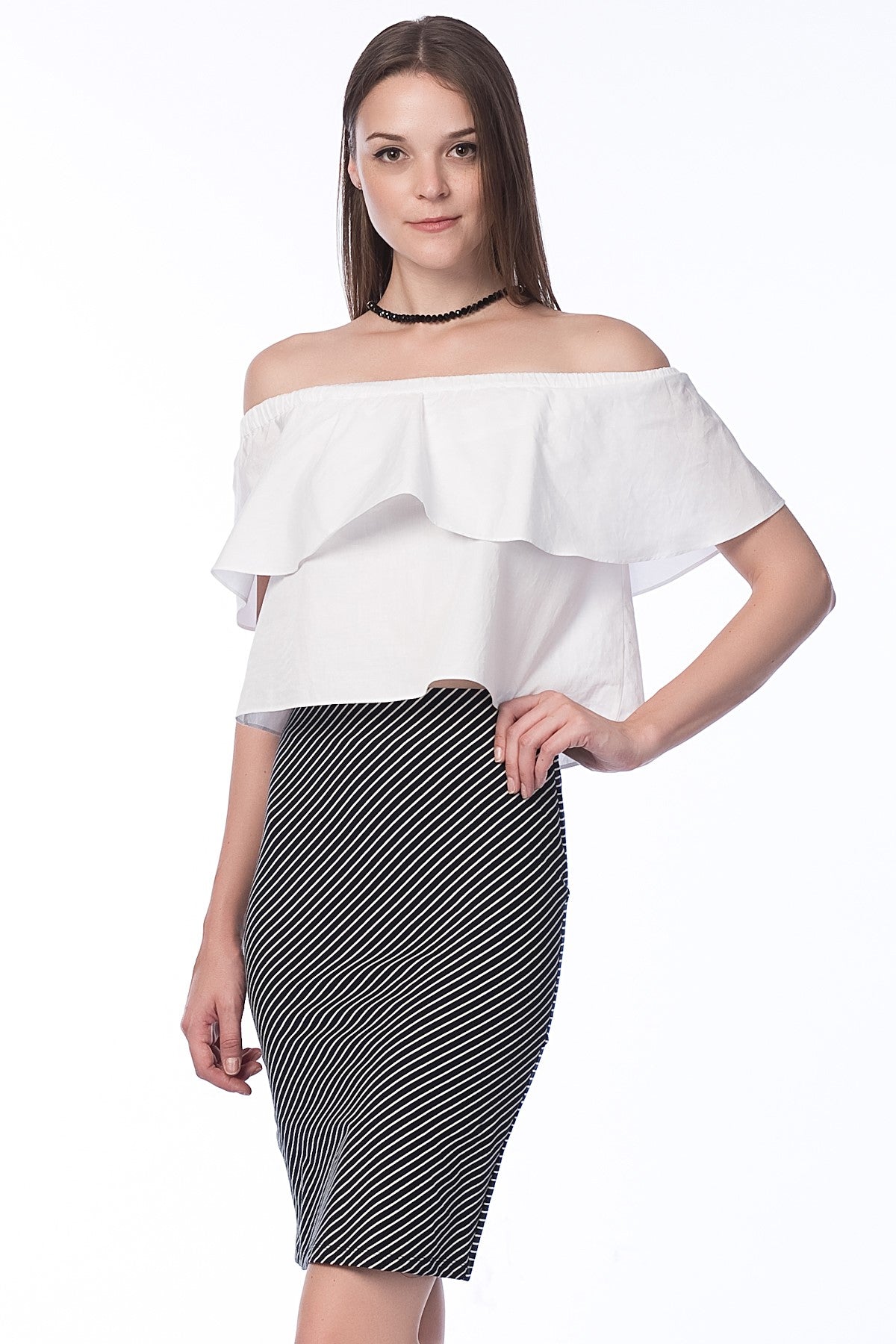 Leonora Women's Striped Skirt - Navy Stripe - product image 1