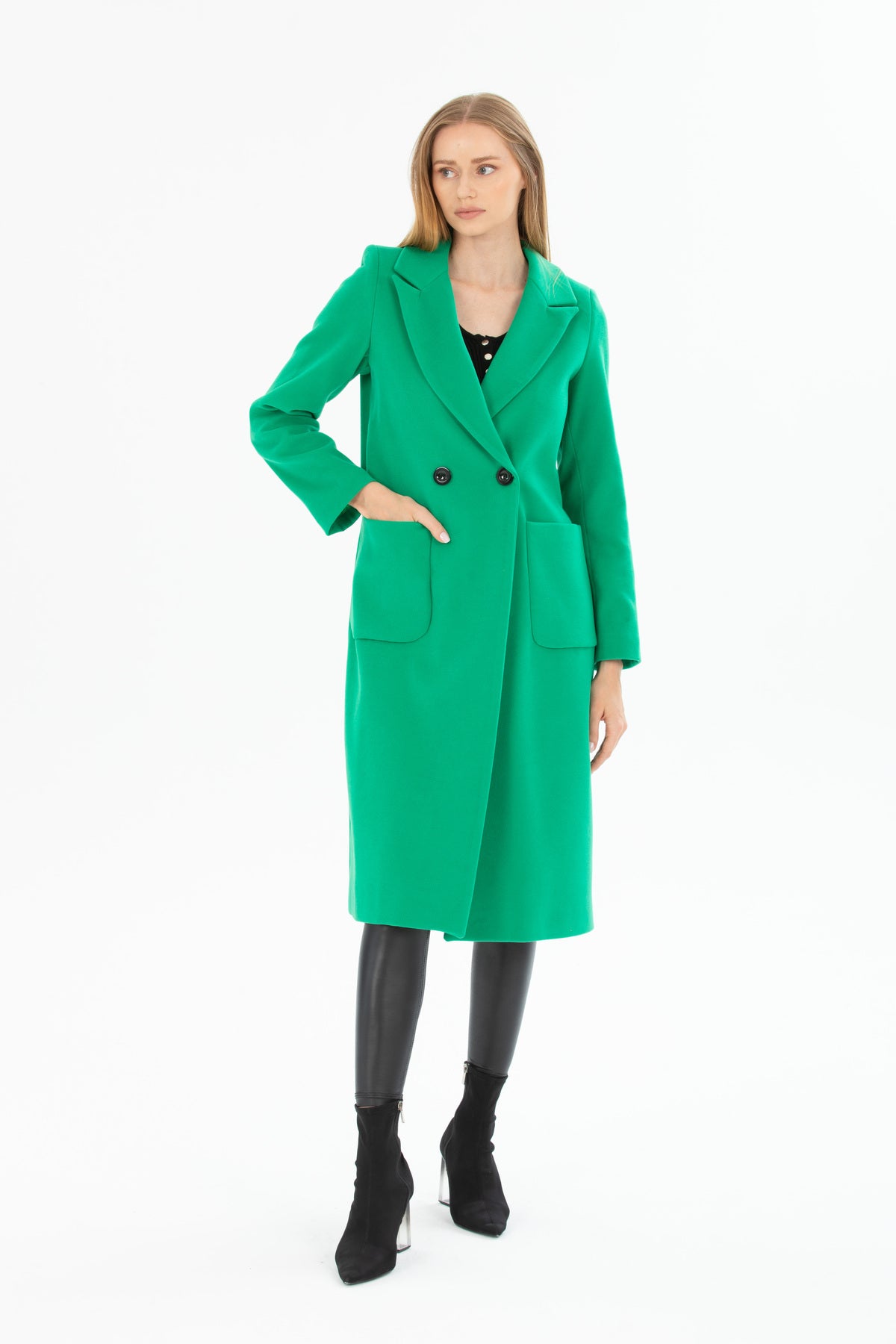 Annalise Women's Button Front Lined Coat - Grass Green - product image 2