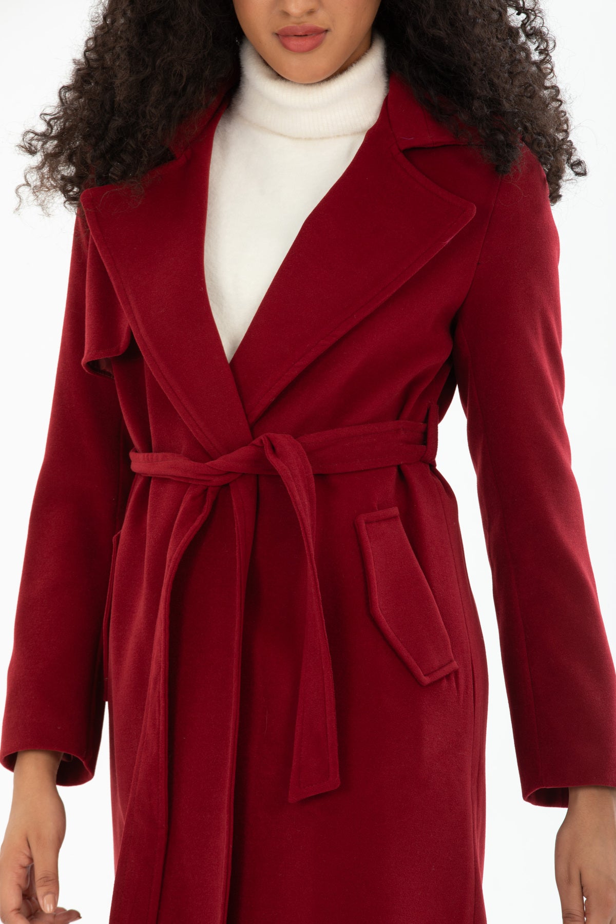 Andrea Women's Belted Coat - Burgundy - product image 5