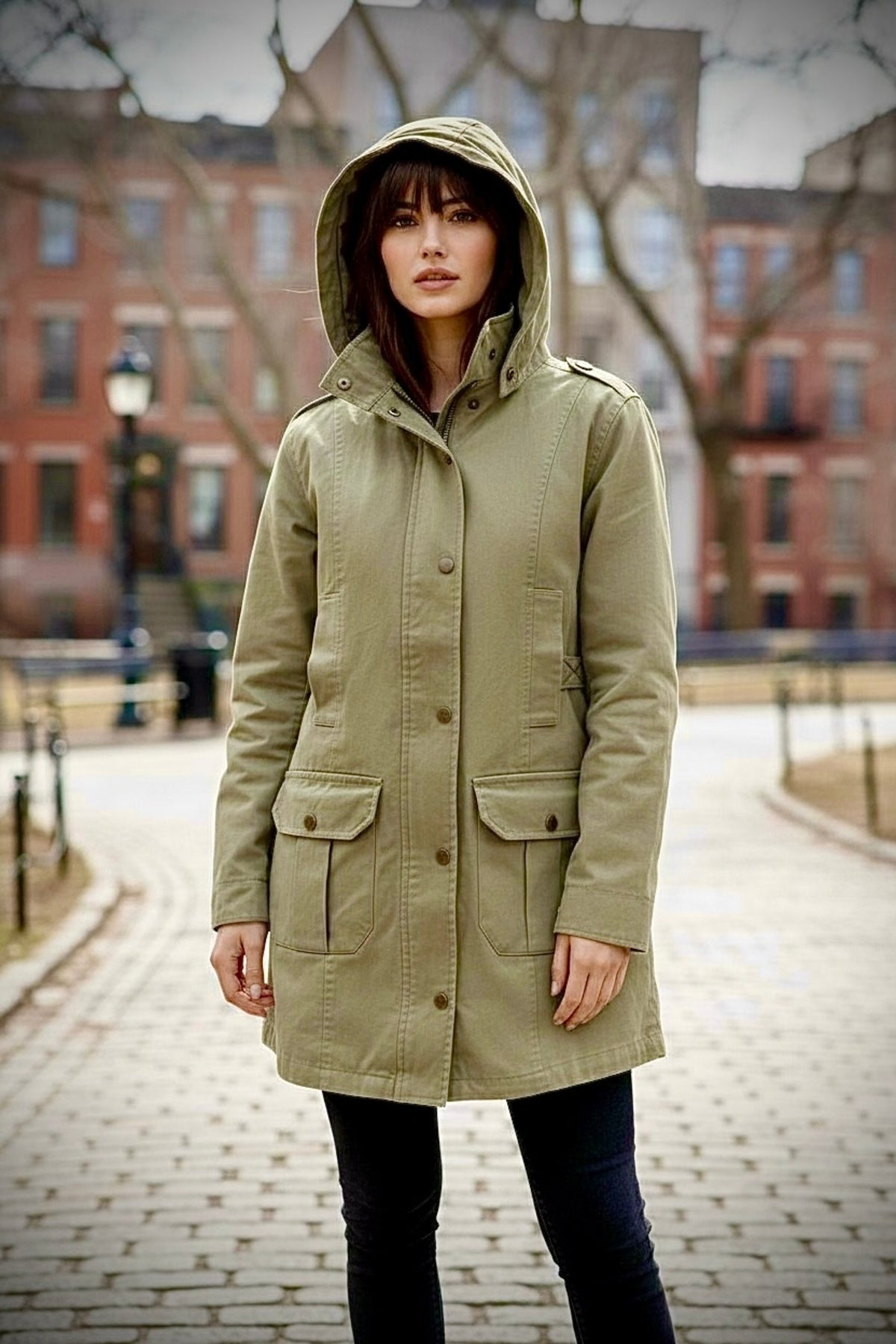 Anissa Women's Gabardine Coat - Light Khaki Green - product image 5