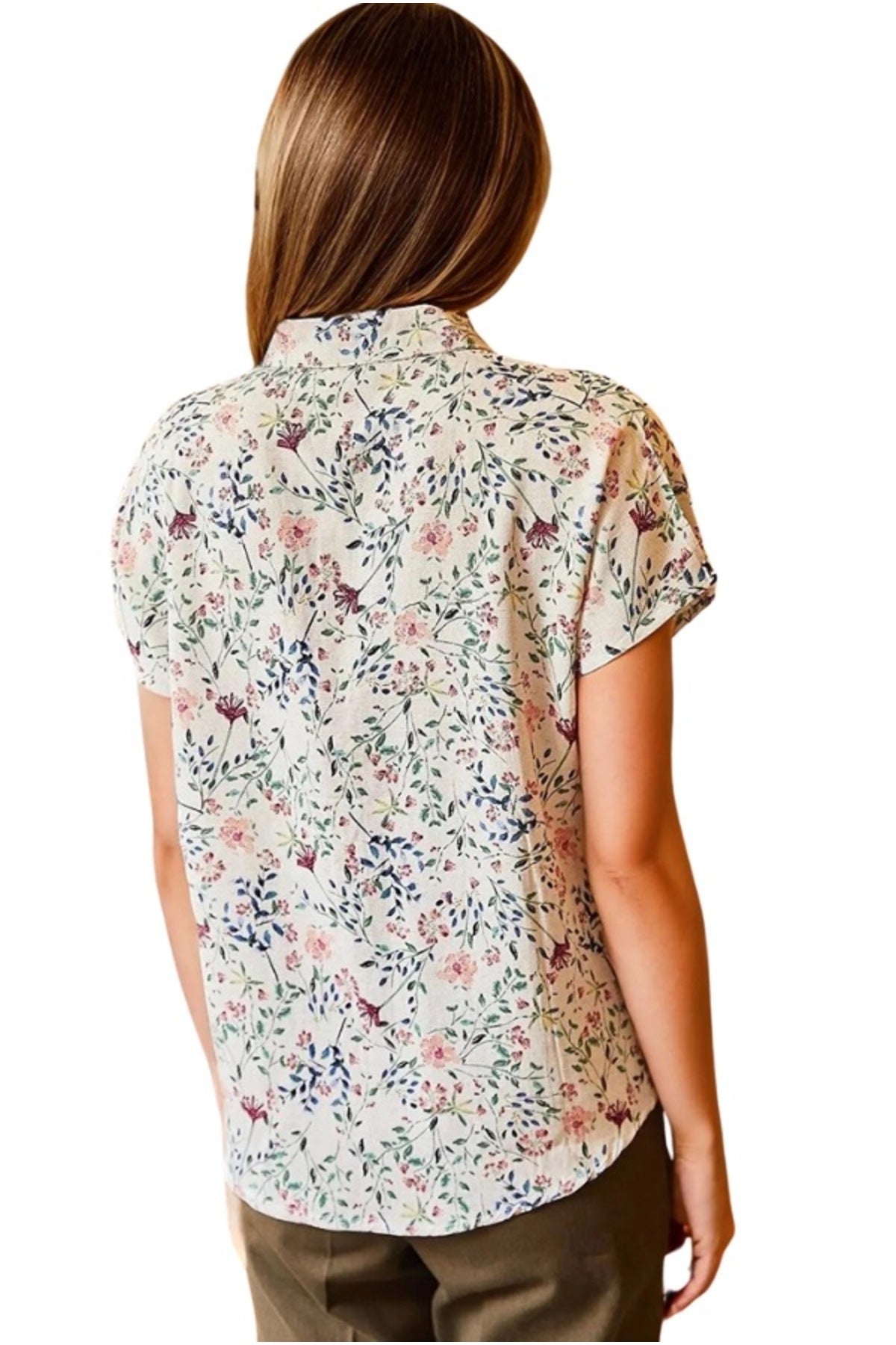 Charlotte Women's Short Sleeve Batwing Shirt - Mini Pink Floral