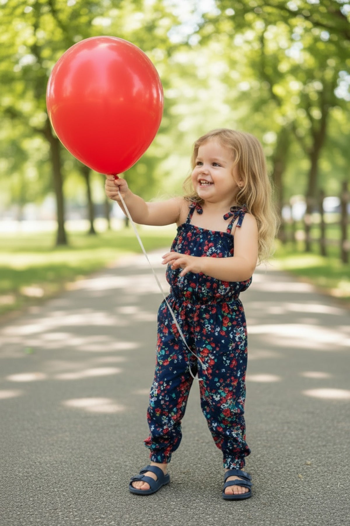 Cherie Girls' Jumpsuit - Navy Print - product image 3