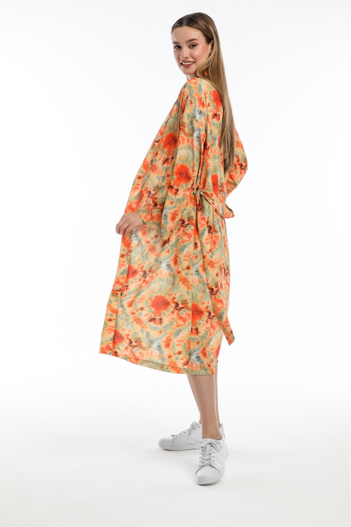 Adele Women's Kimono - Orange Green Multicolor Print - product image 1
