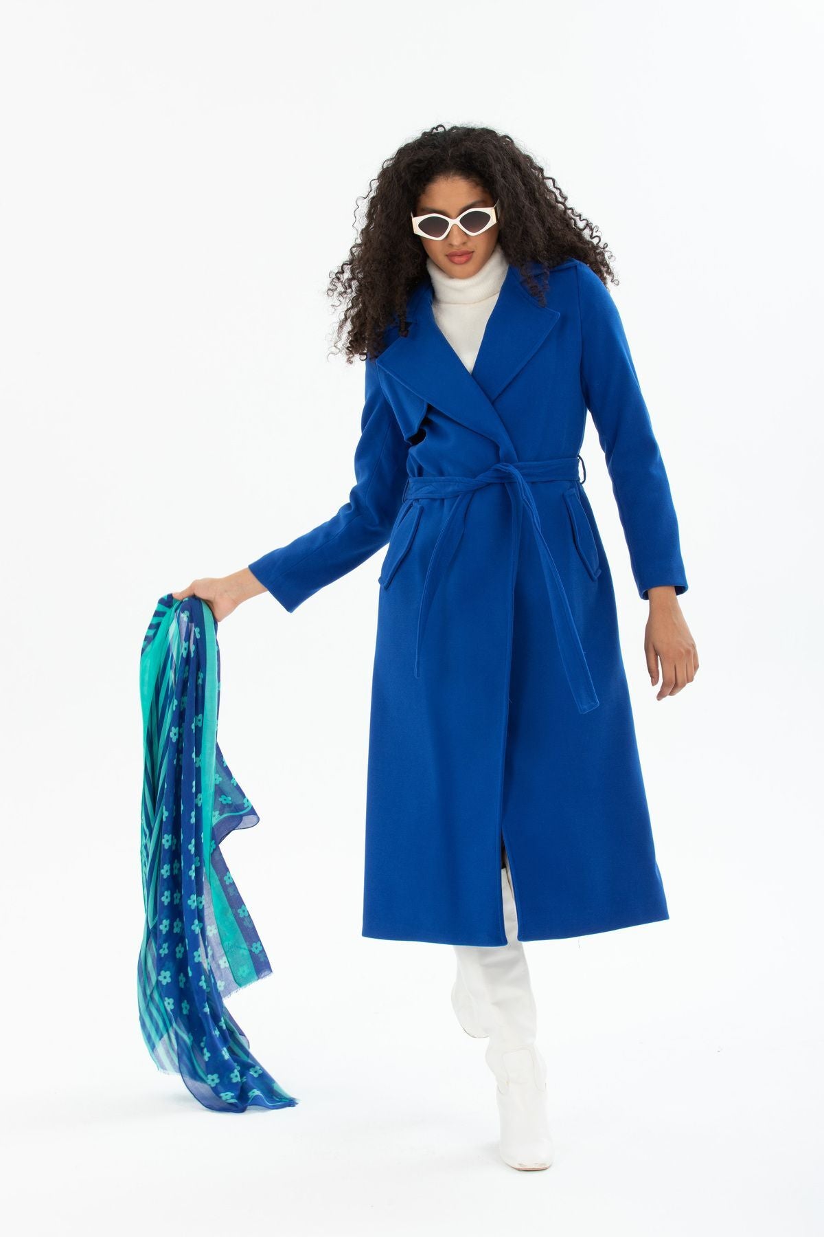 Andrea Women's Belted Coat - Royal Blue - product image 5