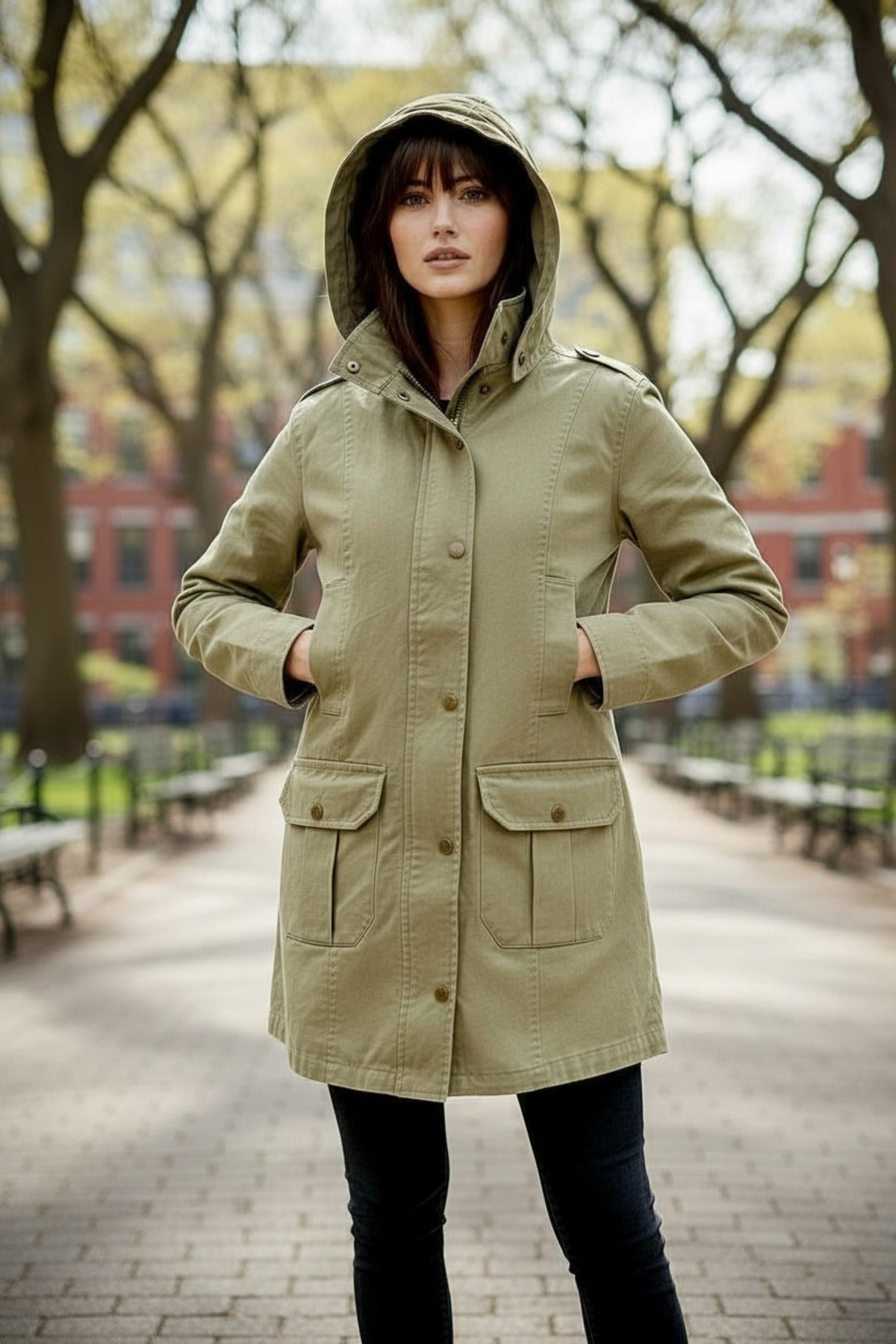 Anissa Women's Gabardine Coat - Light Khaki Green - product image 4