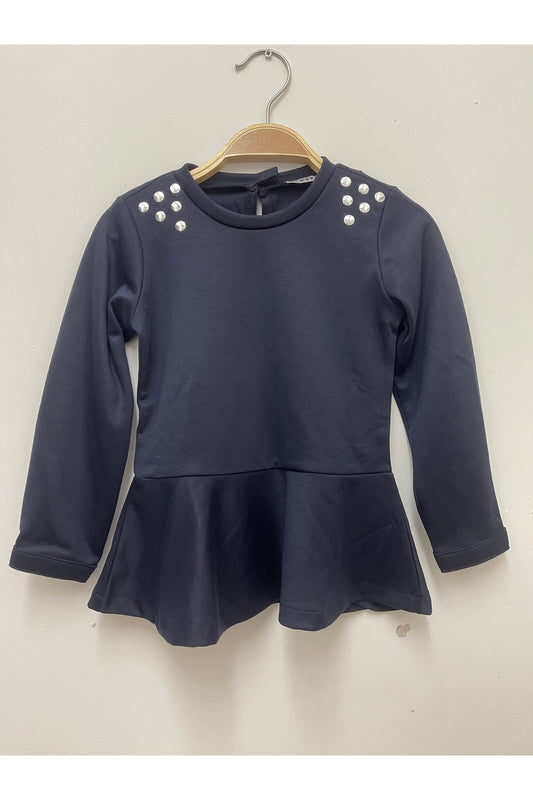 Astrid Girls' Ruffle Blouse - Navy - product image 1